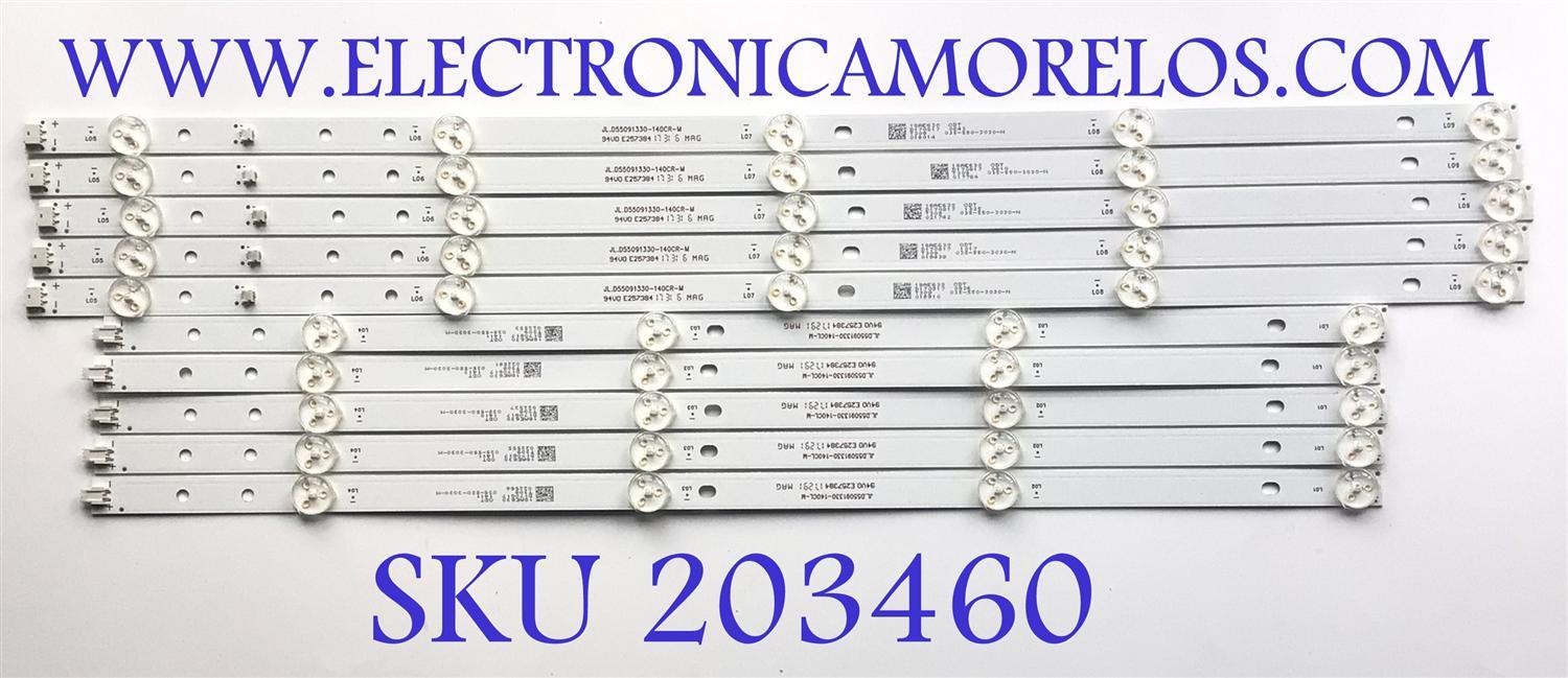 KIT DE LED'S PARA TV JVC ( 10 PZ ) / NUMERO DE PARTE JL.D55091330-140CR-M / 18AE630 / 035-550-3030-N / 018014 / PANEL C140-A550N-N02G / MODELO SI55FS